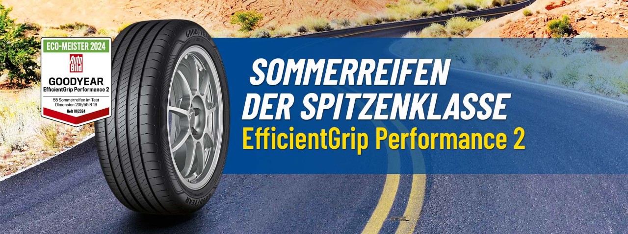 EfficientGrip Performance 2 Bild-Überschrift mit Mileage Claim und Auto Express Winner 2021 Badge